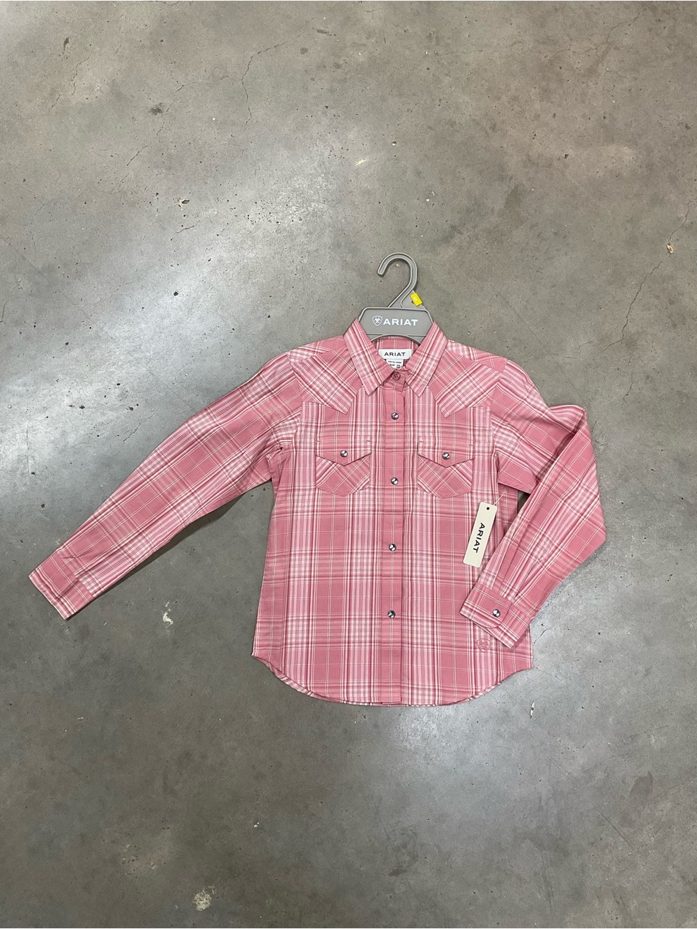 Ariat Pink Plaid Western Snap-Front Kids Shirt